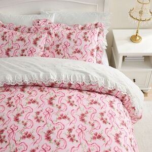 NWT LovesShackFancy Queen Pink Duvet Cover + Two Standard Shams